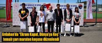 Ardahan'da “Ekranı Kapat, Dünya’ya Koş” temalı yarı maraton koşusu düzenlendi
