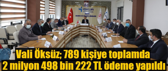 Vali Öksüz; 789 kişiye toplamda 2 milyon 498 bin 222 TL ödeme yapıldı
