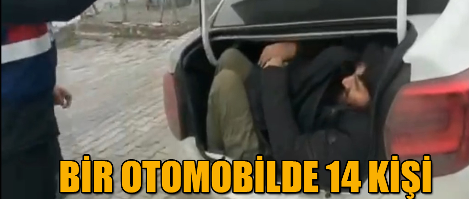 BİR OTOMOBİLDE 14 KİŞİ ÇIKTI