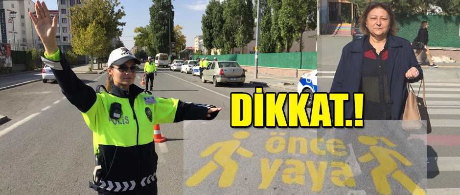 Kars'ta, Trafikte yaya önceliğine dikkat çekiliyor 