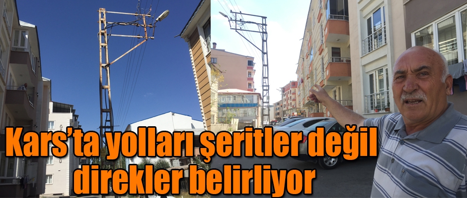 Kars’ta yolları şeritler değil direkler belirliyor 